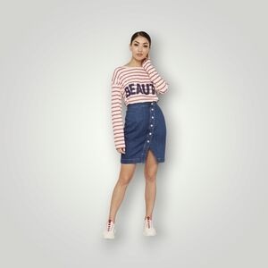 J Crew Women's Button Front Denim Skirt J8173 Size 28